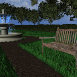 Mijn tweede work in progress render, waarin ik de texture van het bankje heb toegevoegd en het gras en pad heb geplaatst. Ik heb een polyscatter script gebruikt, zodat het gras willekeurig wordt geplaatst in de scene.
Gemaakt in Maya 2015, gerenderd met Mental Ray.